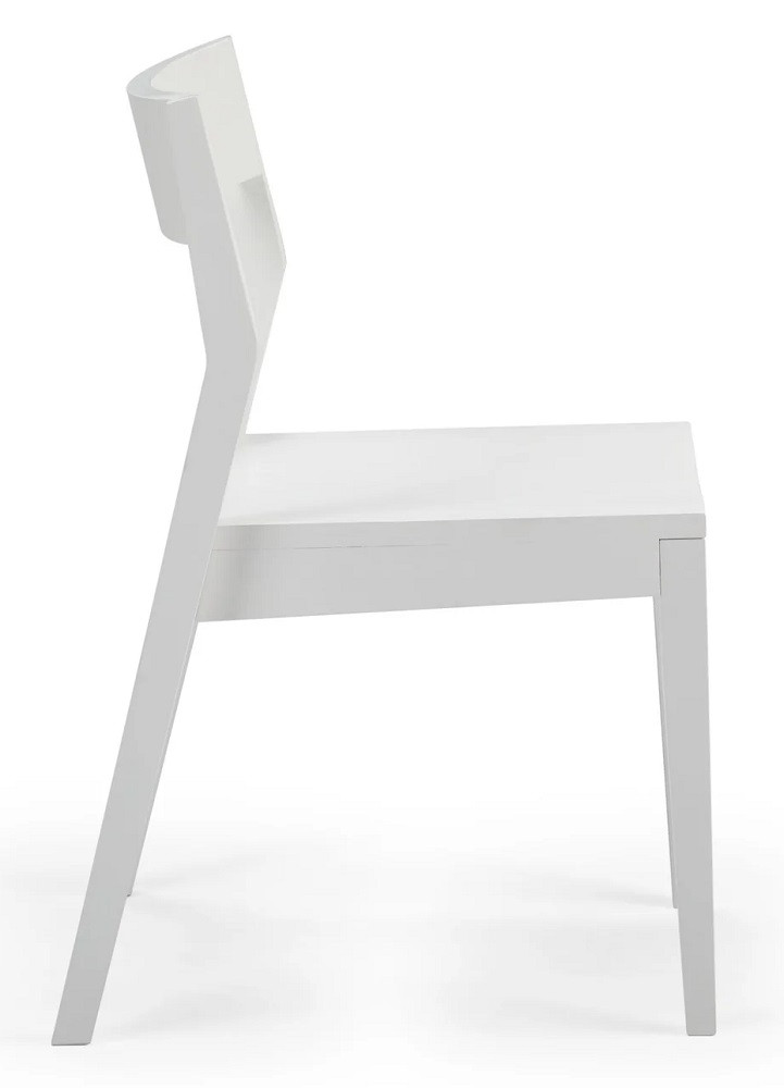 Ewald White Dining Chairs Side View