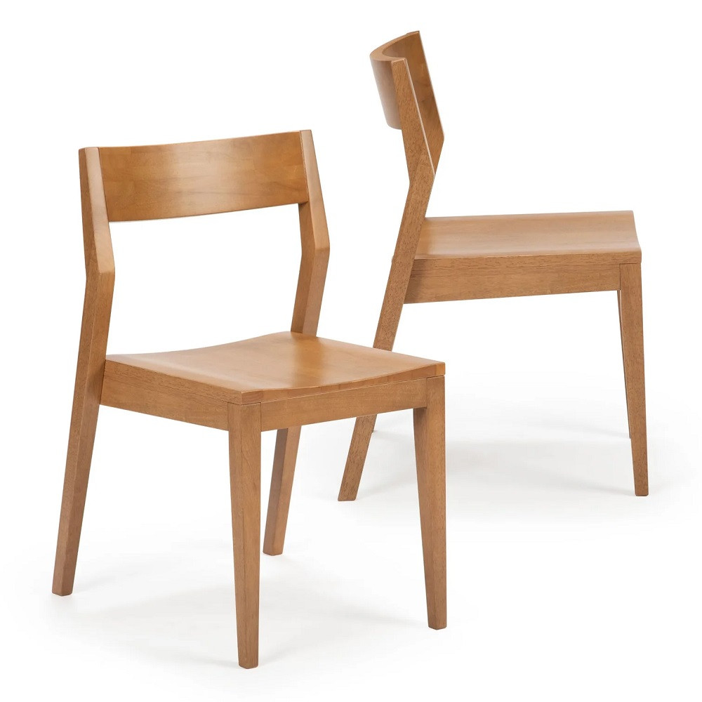 Ewald Pecan Dining Chairs Set of 2 Angled View