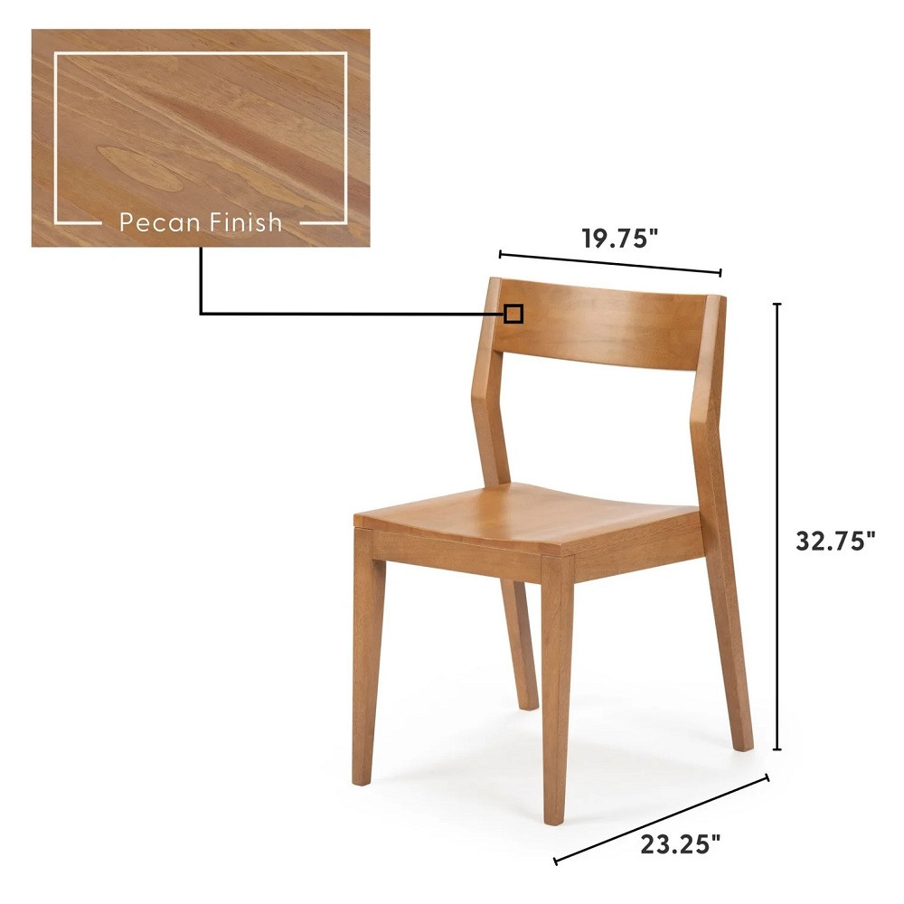 Ewald Pecan Dining Chairs Finish Detail & Dimensions