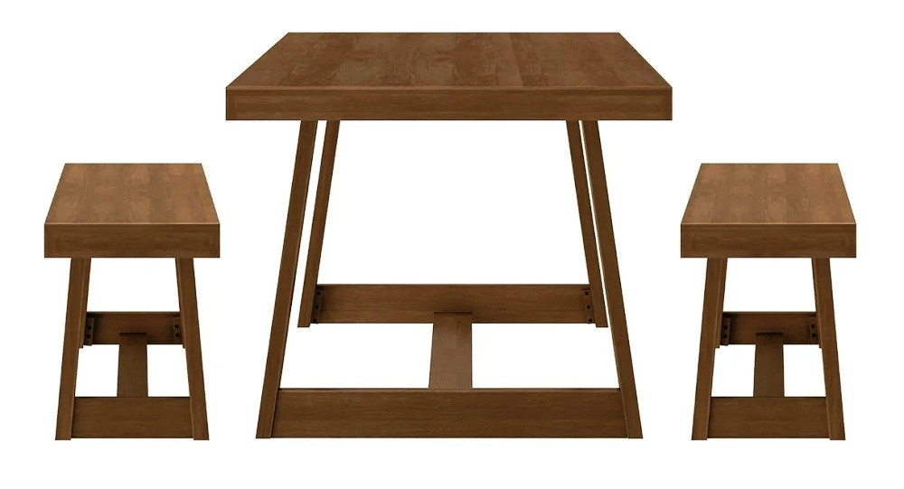 Riley Pecan Dining Room Table and Bench End View