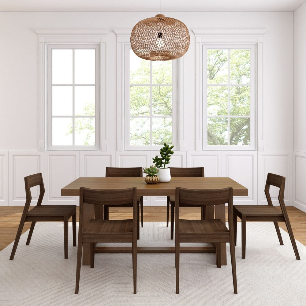 Riley Wirebrush Pecan Dining Room Table and Chairs Front View shown with Walnut Chairs Room