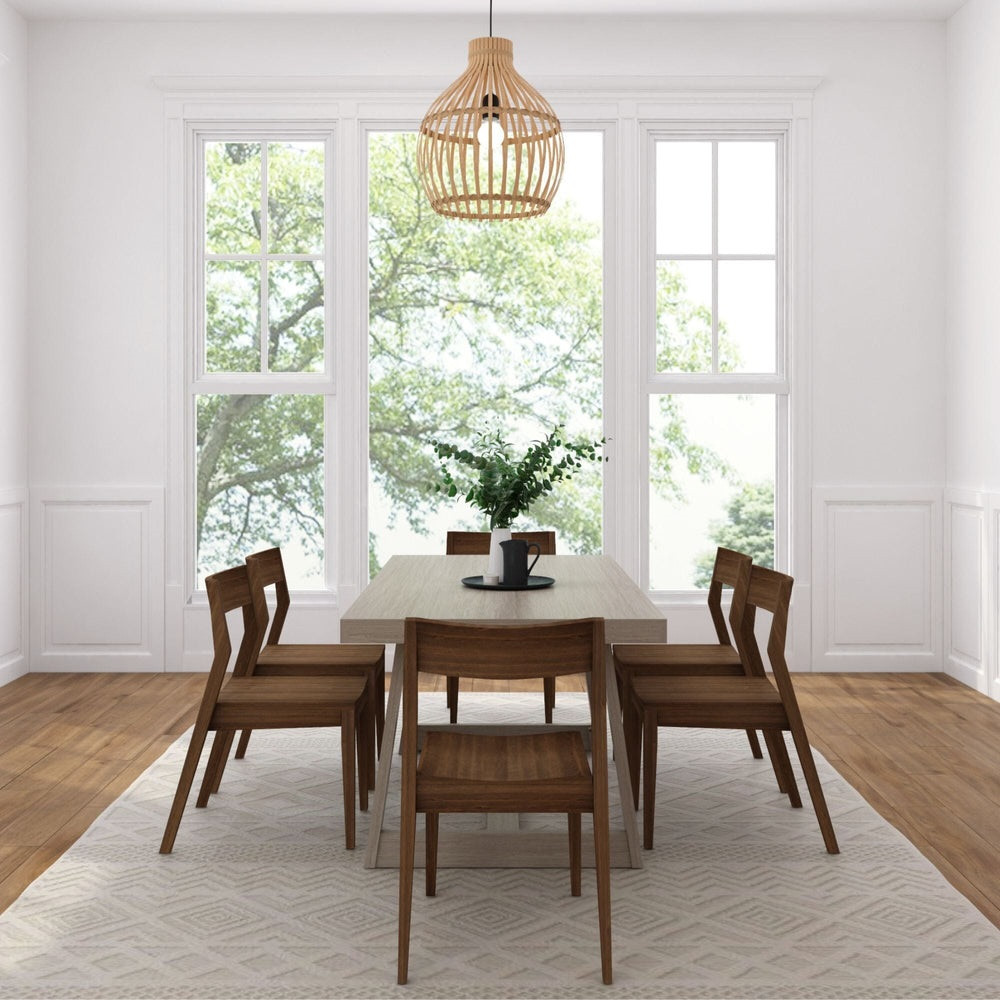 Riley Wirebrush Seashell Dining Room Table and Chairs End View shown with Walnut Chairs Room