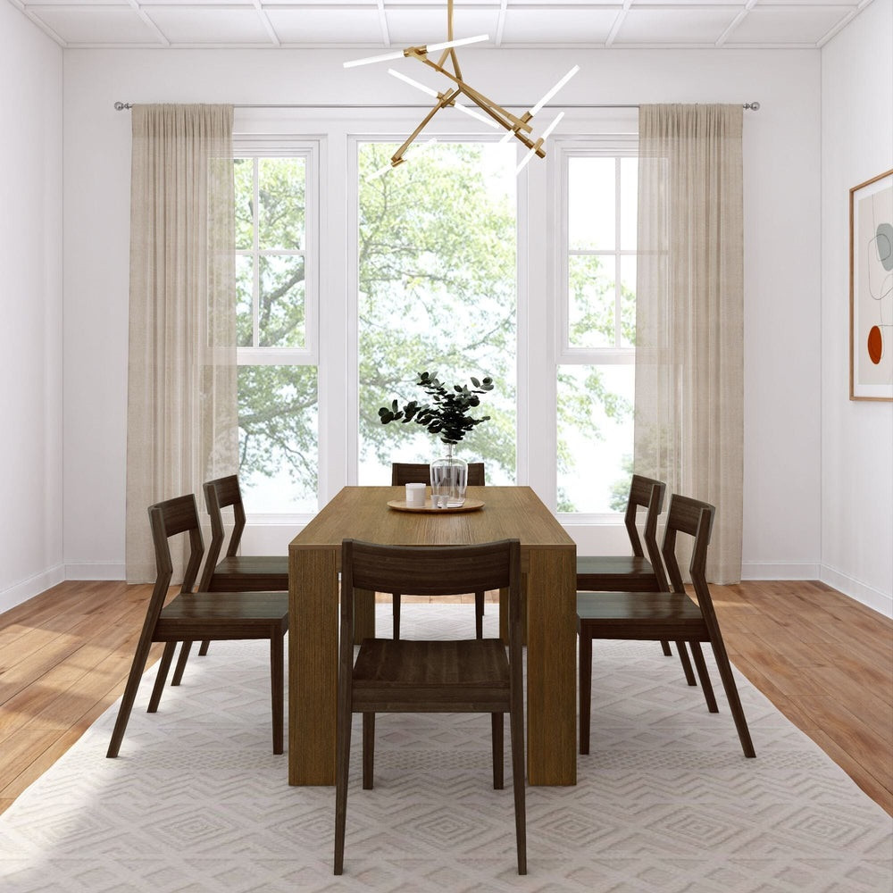 Rockport Distressed Pecan Dining Table Set End View shown with Walnut Chairs Room