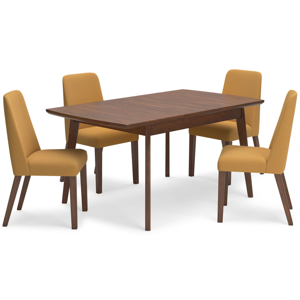 Ashley Lyncott 5 Piece Dining Room Set Rectangular Table and 4 Mustard Brown Chairs