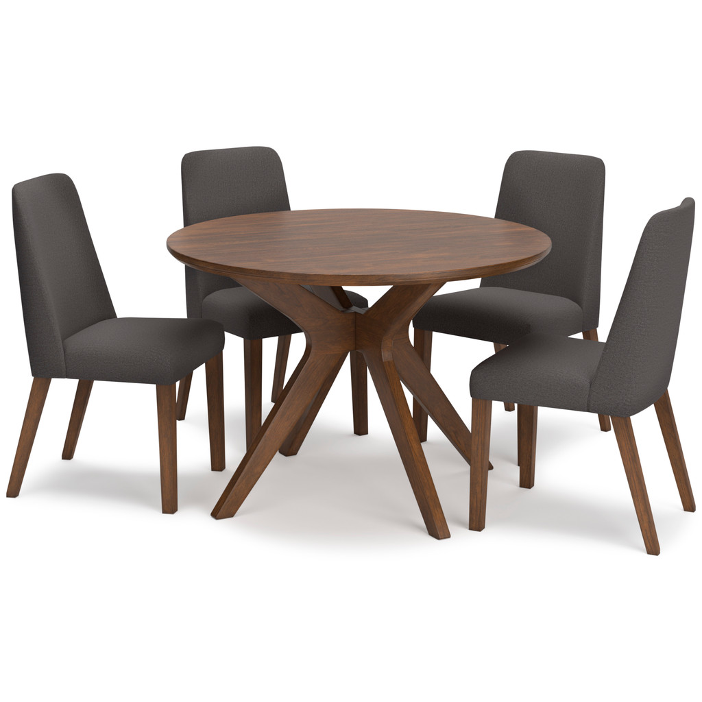 Ashley Lyncott Round Table Set 5 piece Table and 4 Charcoal Chairs
