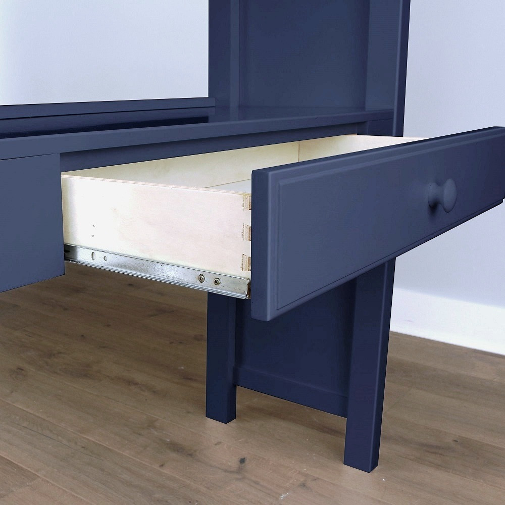 Remy Blue Twin Desk Loft Bed with Stairs Desk Detail Room