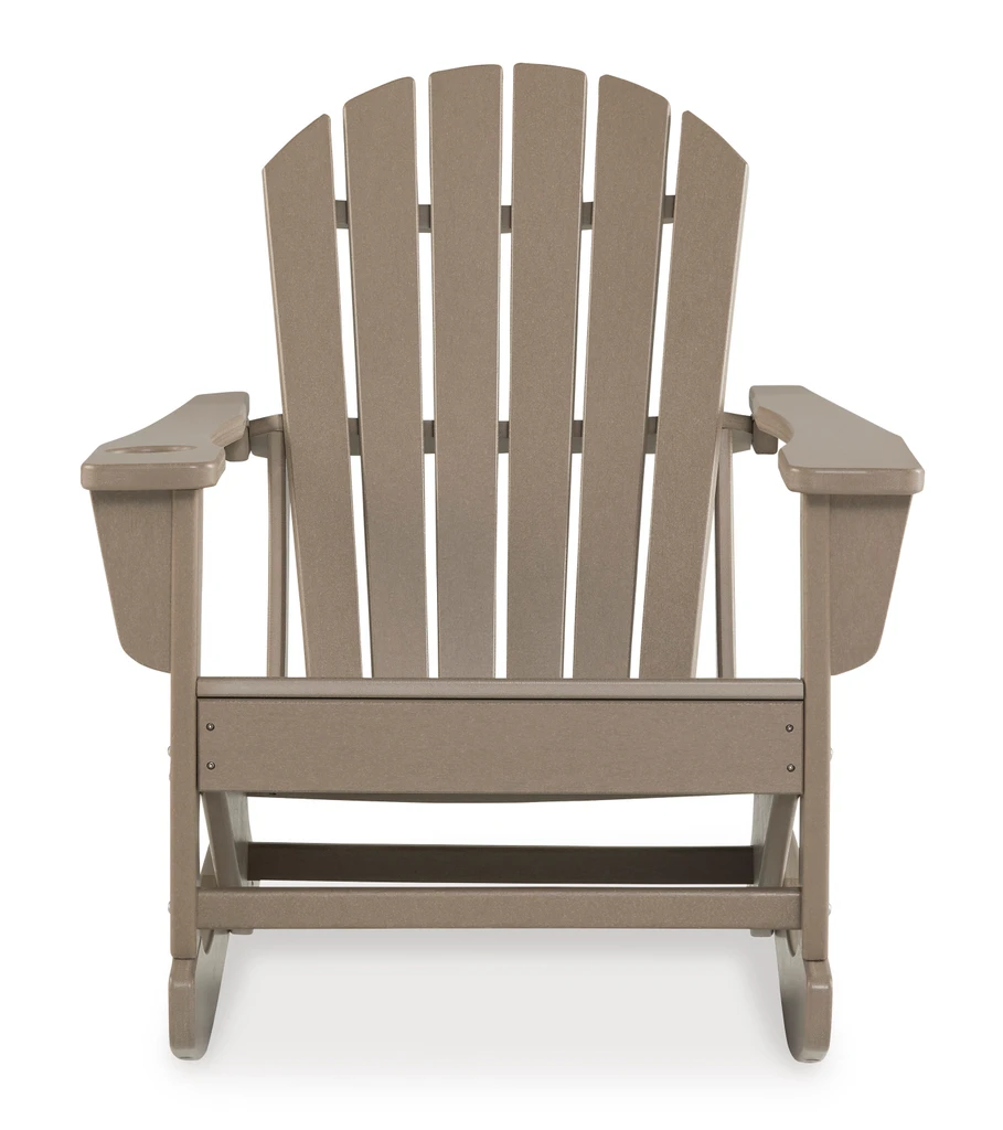 Sundown Treasure Rocking Outdoor Patio Chair Driftwood Front Ashley Furniture