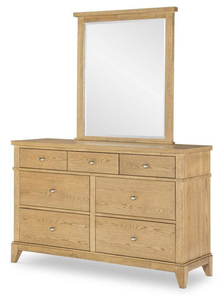 Harper Valley Natural 7 Drawer Dresser shown with Optional Tall Mirror