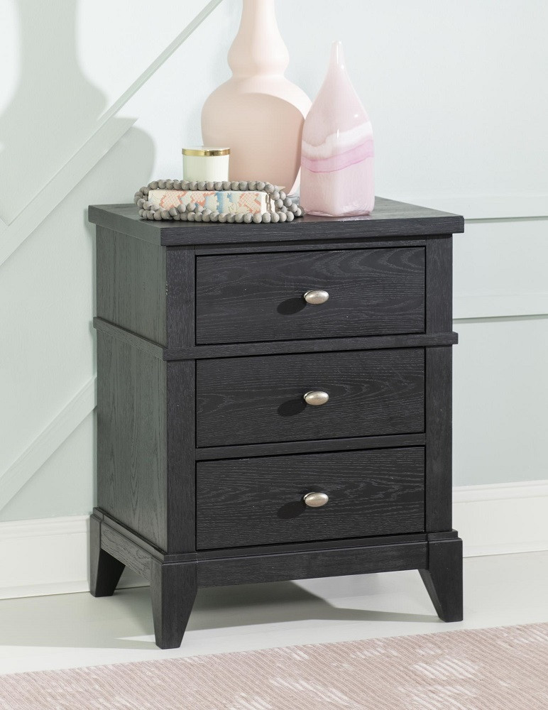 Crossroads Black Nightstand with Drawers Room