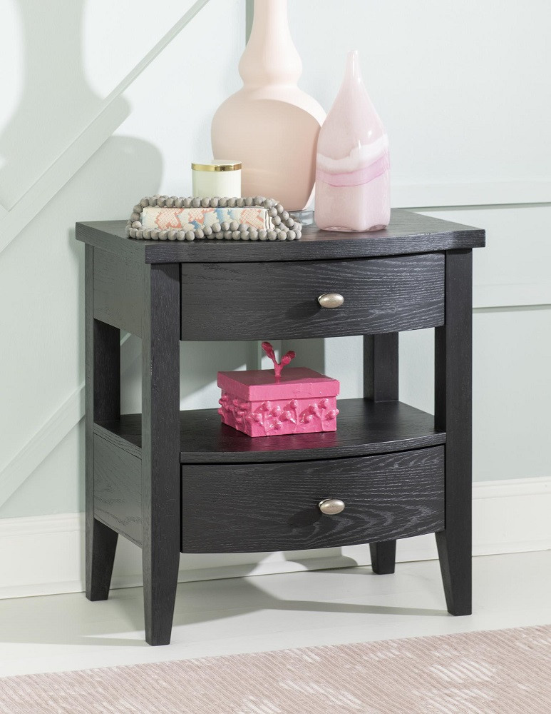 Crossroads Black 2 Drawer Nightstand Room