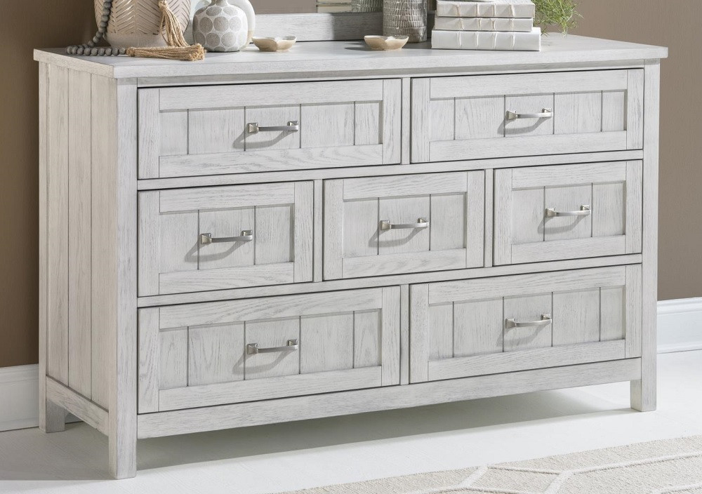 Jordan Whitewash 7 Drawer Dresser Room