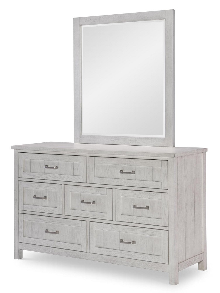 Jordan Whitewash Dresser Mirror shown with Optional 7 Drawer Dresser