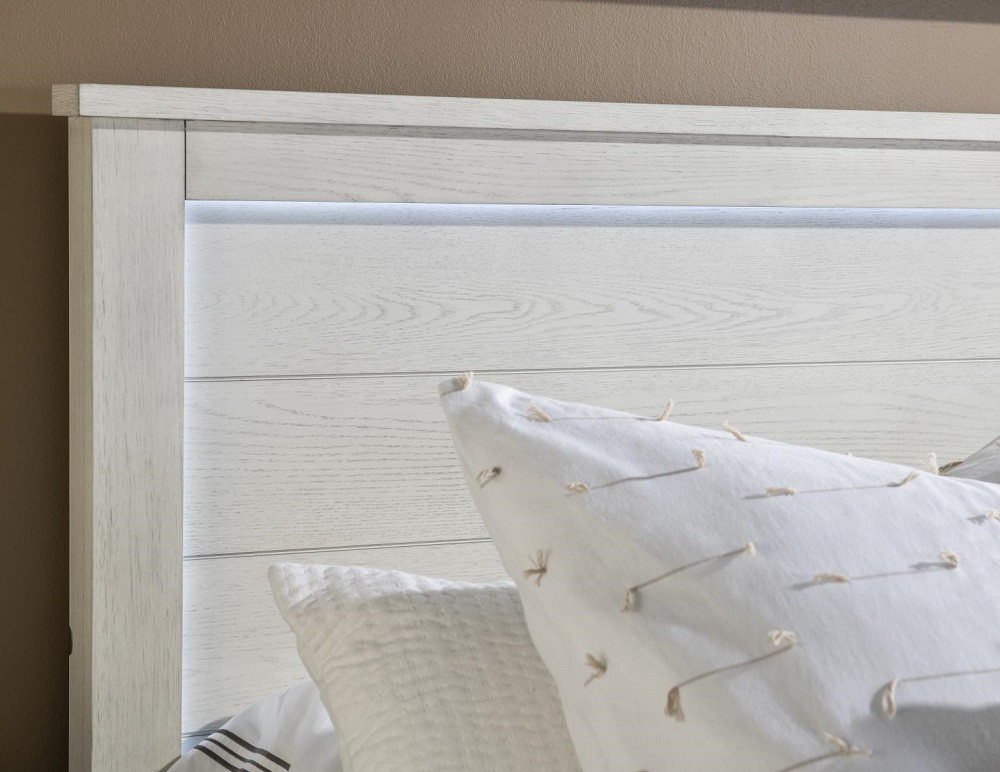 Jordan Whitewash Bed Frame with LED Lights On