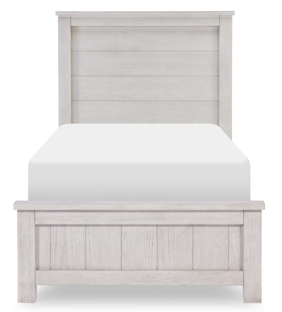 Jordan Whitewash Twin Bed Frame with LED Lights End View