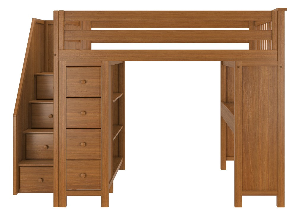 Kennedy Pecan All in One Full Size Loft Bed Front View