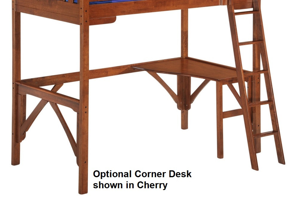 Hollywood White Wood Loft Bed Optional Corner Desk