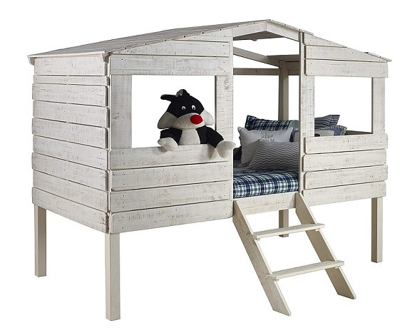 Tanner's Rustic Sand Twin Loft Treehouse Bed