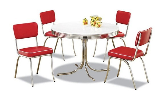 Little Ricky Retro Dinette Set with Red Chairs