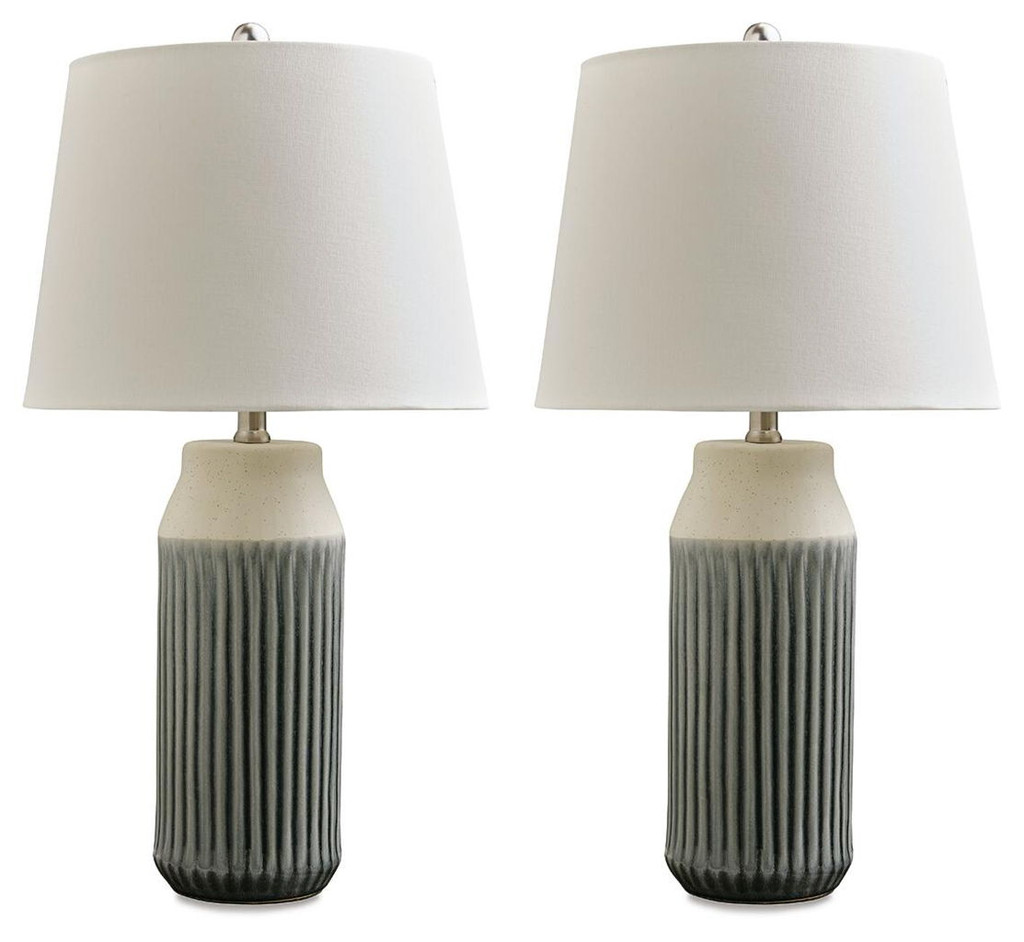 Afener - Ceramic Table Lamp (Set of 2) - Blue / Beige