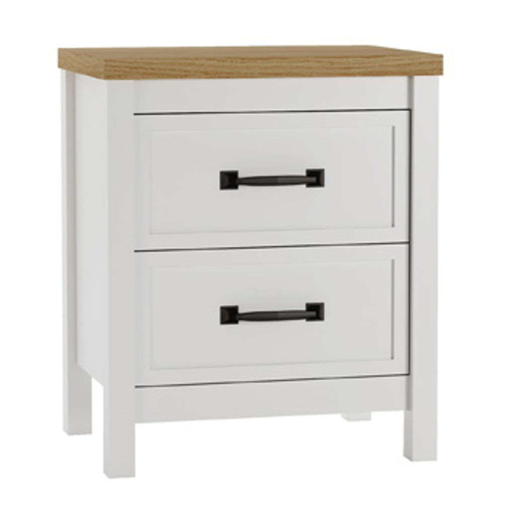 Kerisden - Two Drawer Night Stand - White / Brown