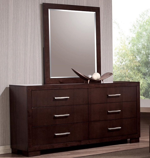 Makenna Cappuccino Double Dresser shown with Optional Mirror Room