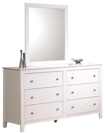 Lena White Mirror shown with Optional Dresser