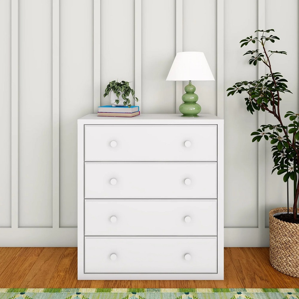 Stella White 4 Drawer Dresser Front View Room