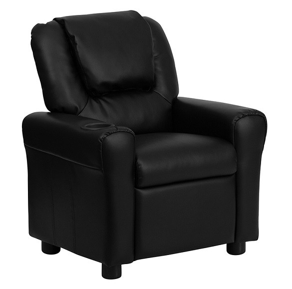 Child Recliner Leather with Headrest Black