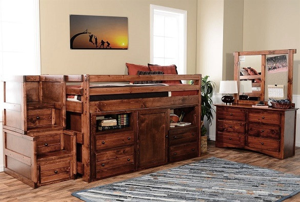 Prescott Secret Hideout Kids Loft Bed with Stairs