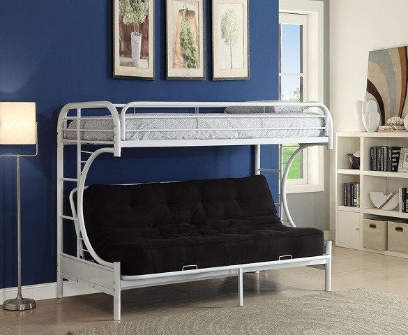 Cabot White Twin XL over Queen Futon Bunk Bed