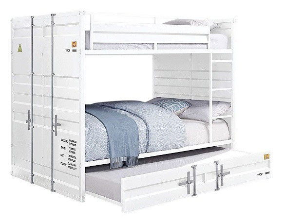 Shipping Container White Metal Bunk Beds