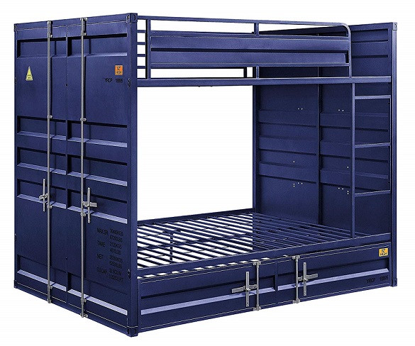 Shipping Container Blue Metal Bunk Beds