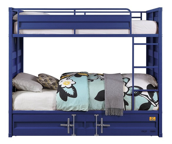 Shipping Container Blue Metal Bunk Beds