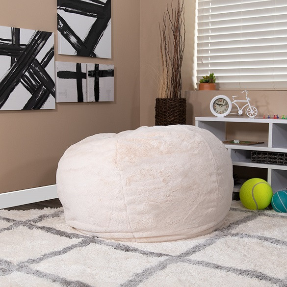 White Faux Fur Bean Bag Chairs for Teens