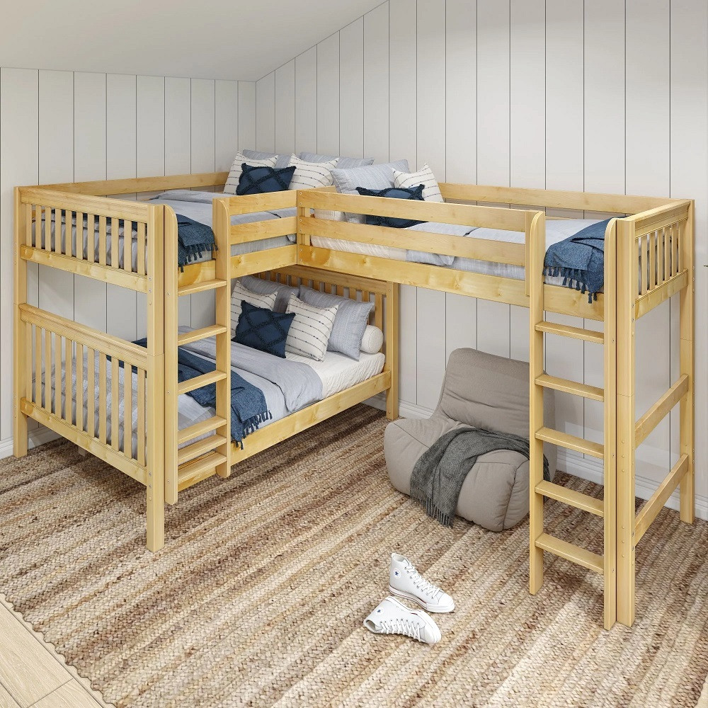 Darby Natural Queen over Queen with Twin XL Loft Bunk Beds