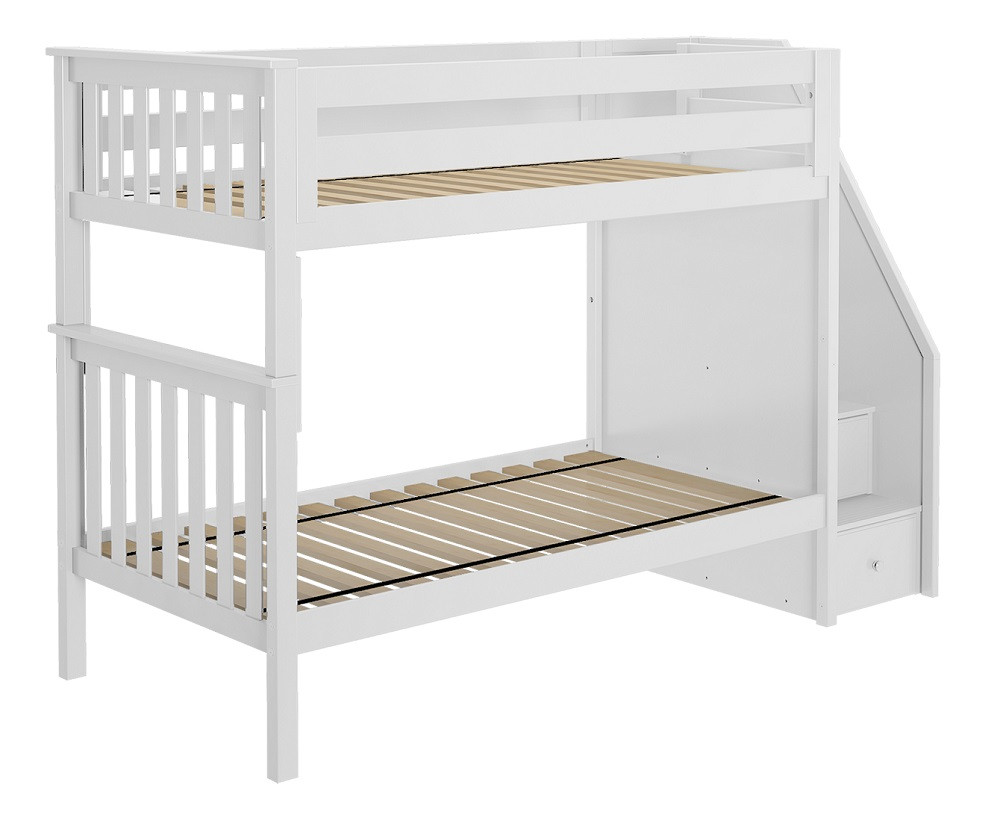 Anaya White Bunk Beds with Stairs