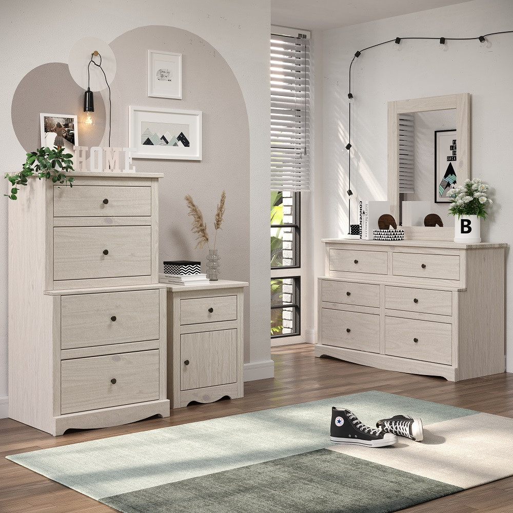 Helena Antique White 6 Drawer Dresser