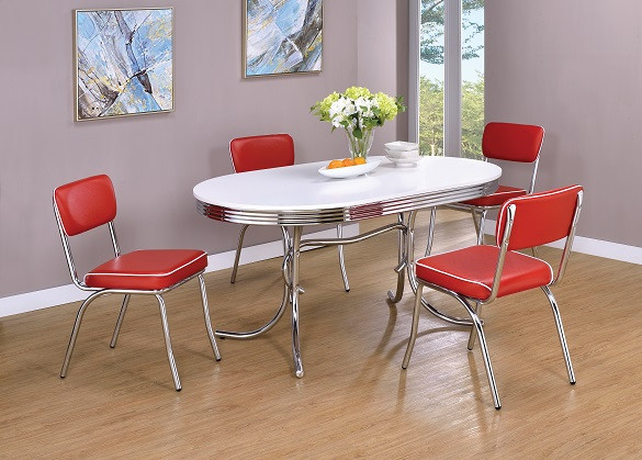 At the Hop Retro Dinette Set Red Chairs