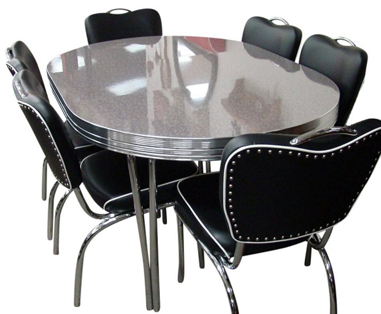 Black & White Highback Dining Chairs with Metal, 1930s, Set of 6 for sale  at Pamono