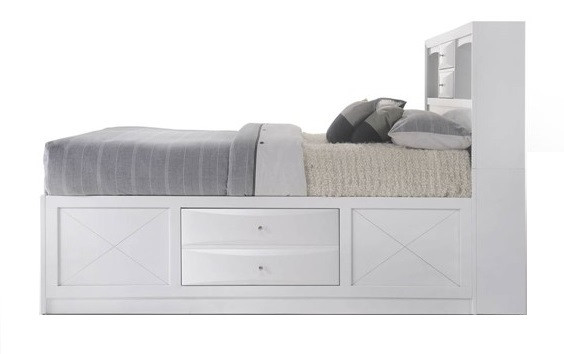 Manville White Bookcase Bed with Storage