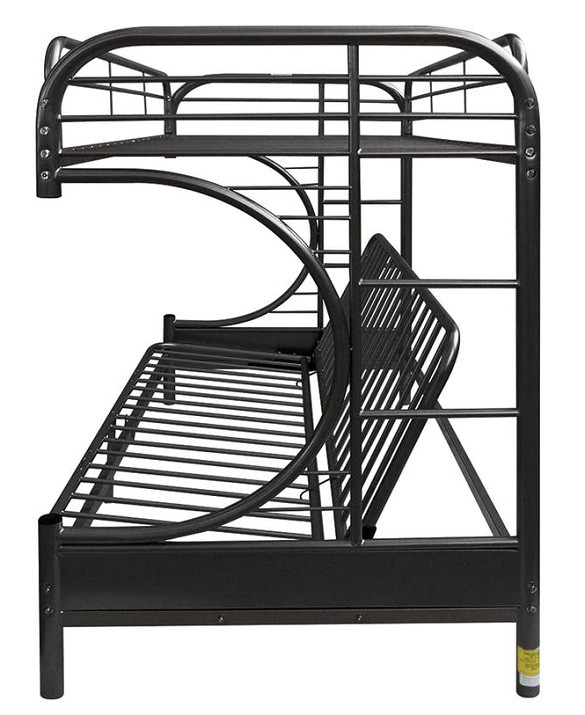 Cabot Black Twin XL over Queen Futon Bunk Bed