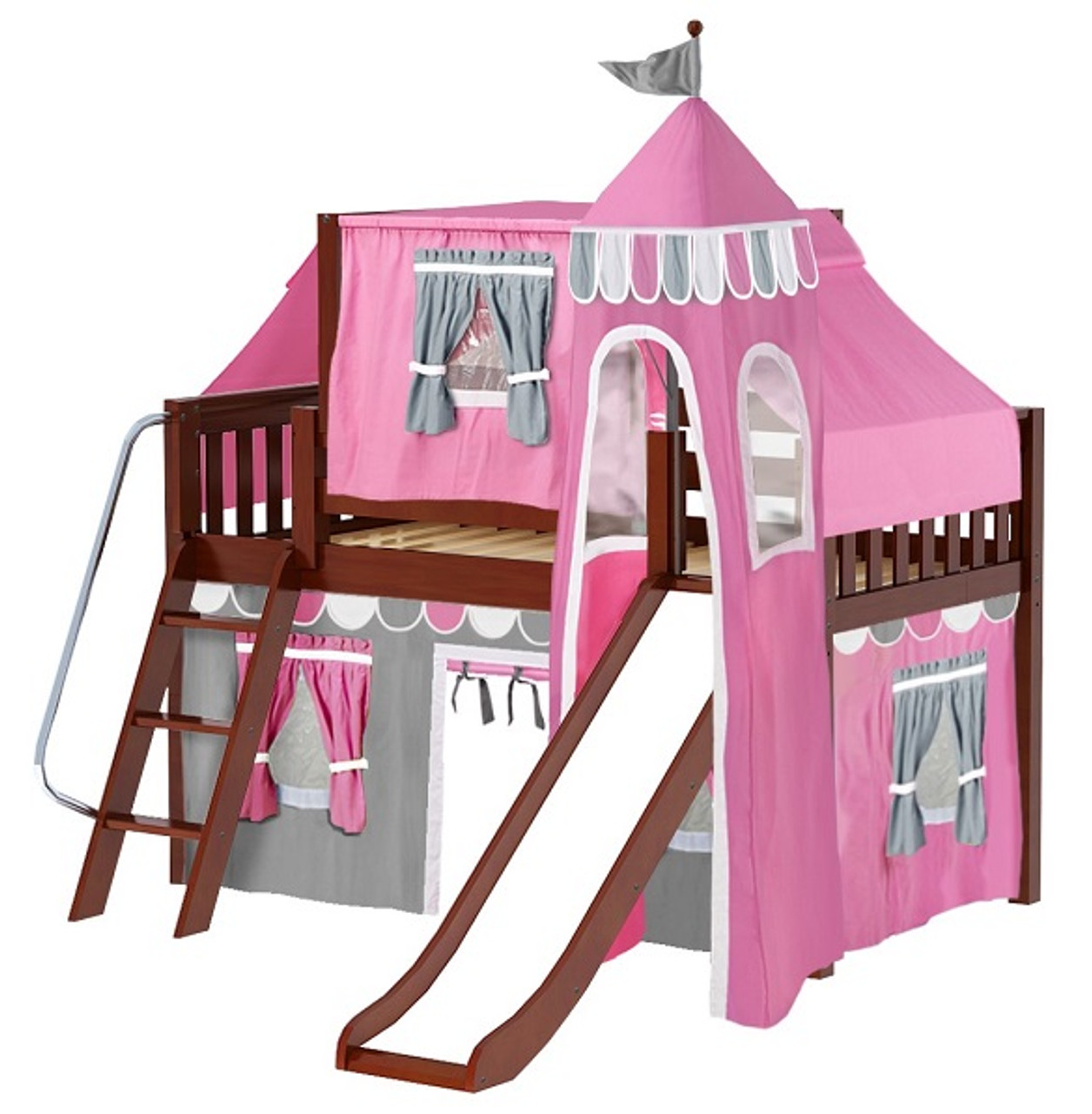 Anastasia's Chestnut Girls Castle Loft Bed with Slide