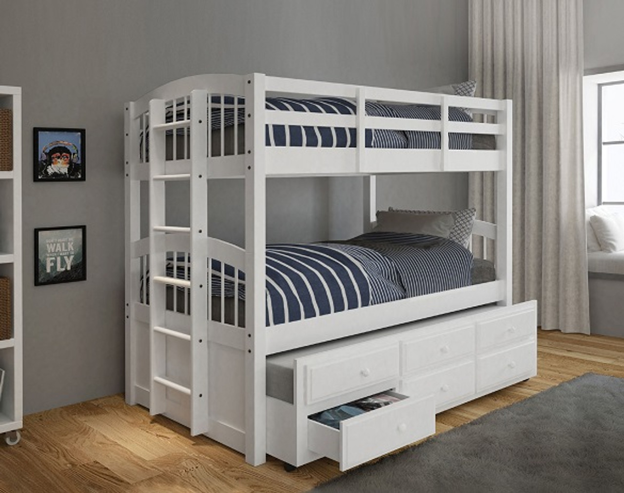 Candace White Twin over Twin Bunk Bed with Trundle