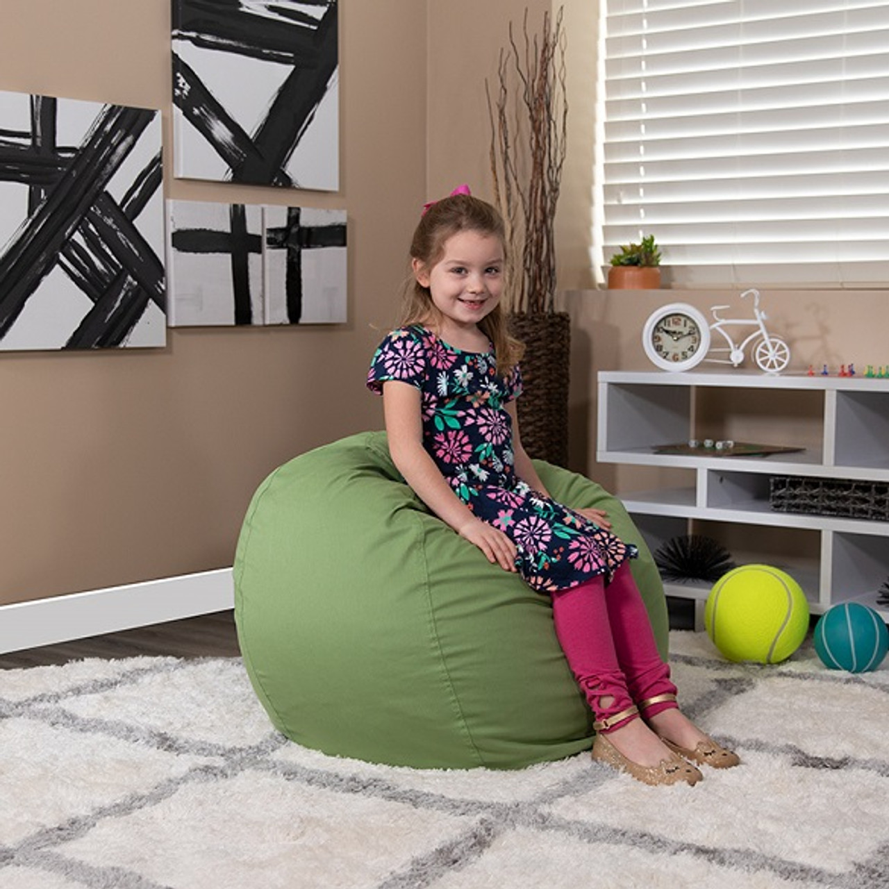 Olive Green Color Bean Bag Cover Without Beans (Size XXL)