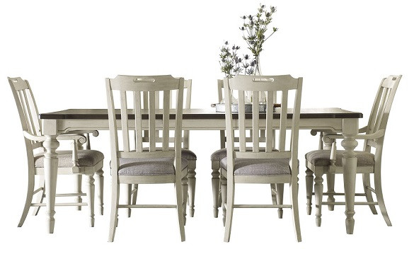 Westport 7 Piece Weathered White Farmhouse Kitchen Table Sets