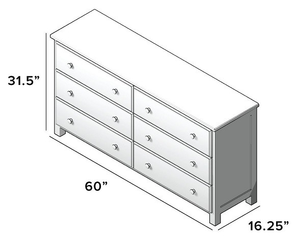 average dresser size Oakham 6-Drawer Dresser, Desert Sage - daals No finish on back panel Wood 3-Drawer Dresser – Plank+Beam