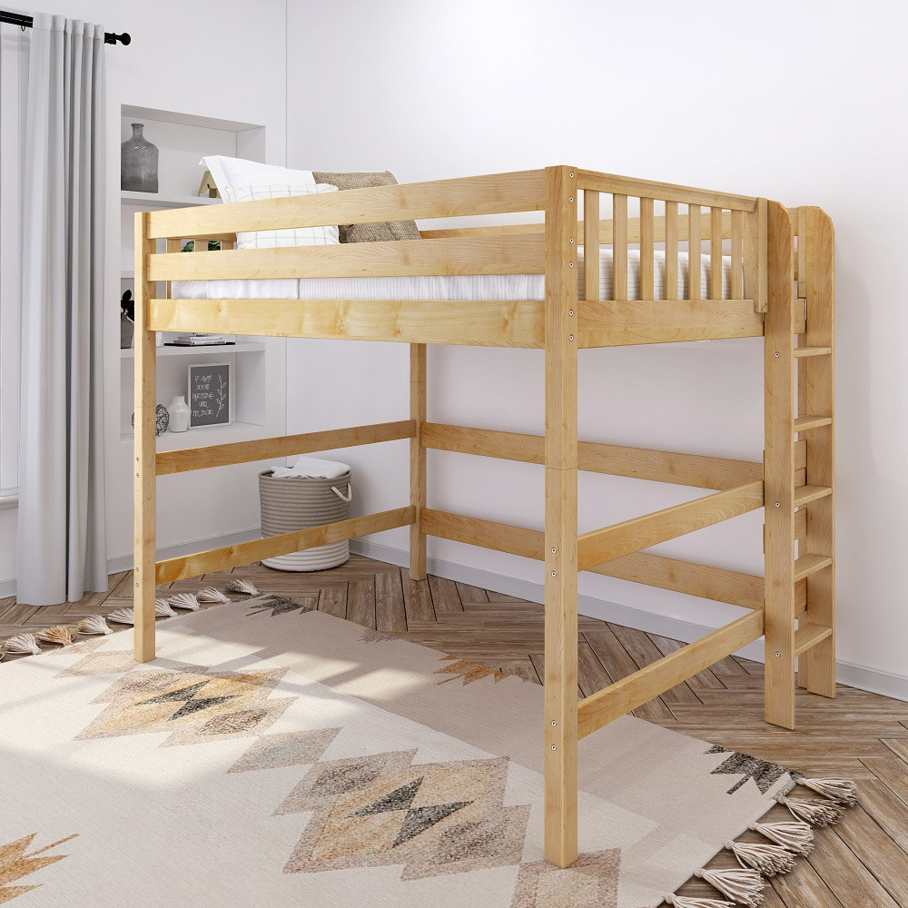 Becks Natural High Queen Loft Bed - right side angled view in room setting