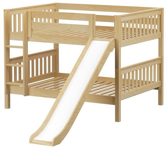 Most Fun Natural Low Bunk Bed with Slide