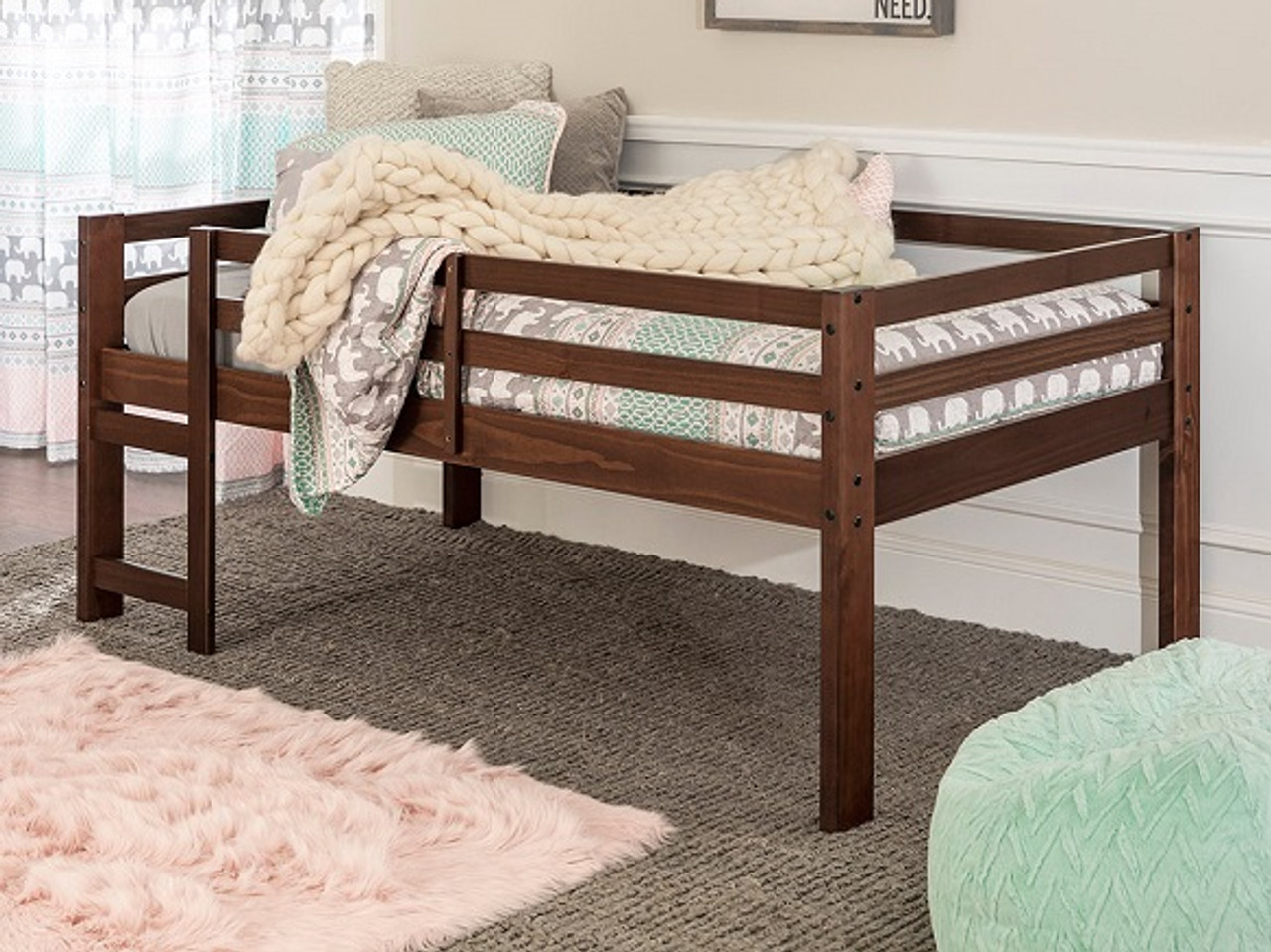 Eldon Walnut Twin Size Low Toddler Loft Bed