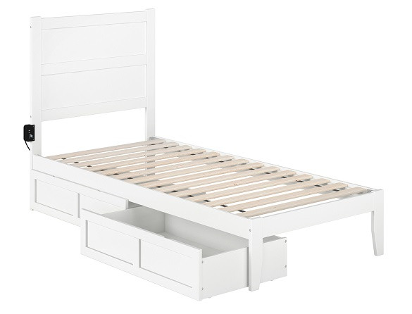 Suna White Twin XL Bed Frame with Headboard
